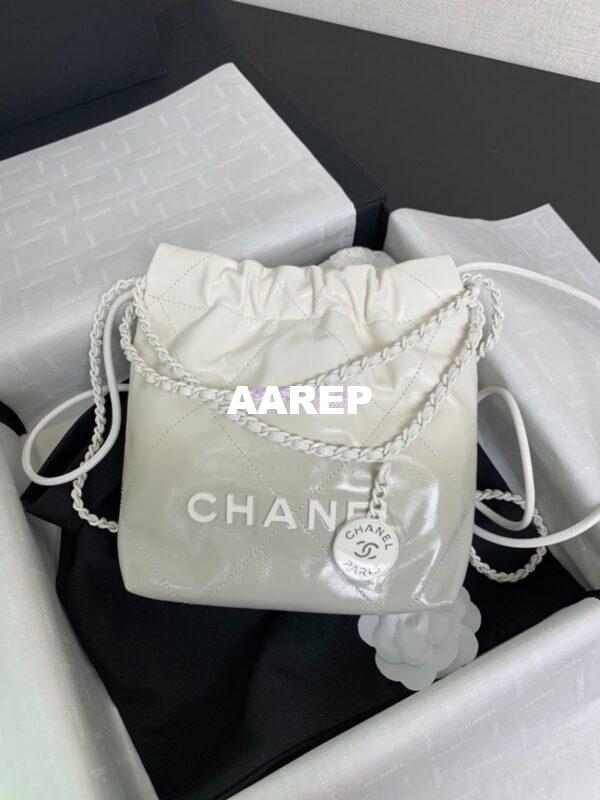Replica Chanel Mini 22 Handbag Gradient Grey Calfskin & Lacquered Metal AS3980 Light Grey 2