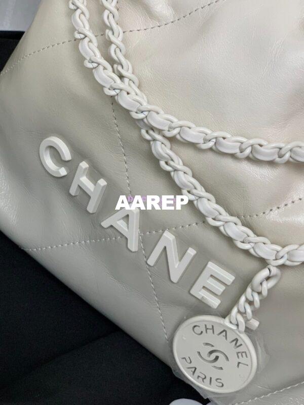 Replica Chanel Mini 22 Handbag Gradient Grey Calfskin & Lacquered Metal AS3980 Light Grey 3