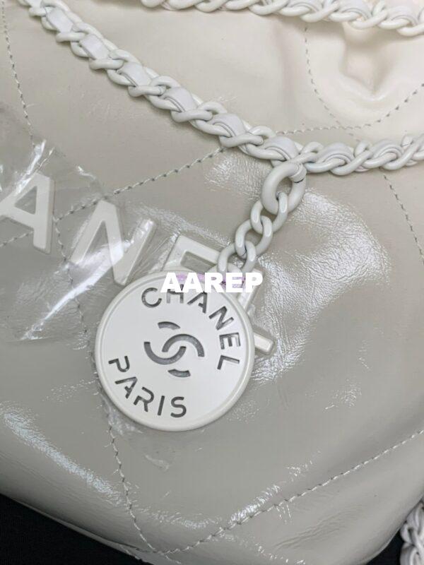 Replica Chanel Mini 22 Handbag Gradient Grey Calfskin & Lacquered Metal AS3980 Light Grey 5