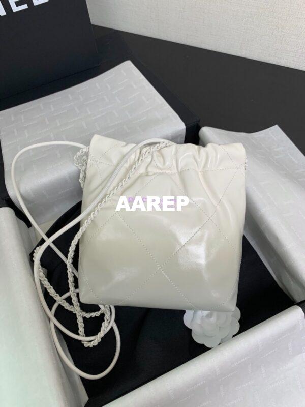 Replica Chanel Mini 22 Handbag Gradient Grey Calfskin & Lacquered Metal AS3980 Light Grey 7