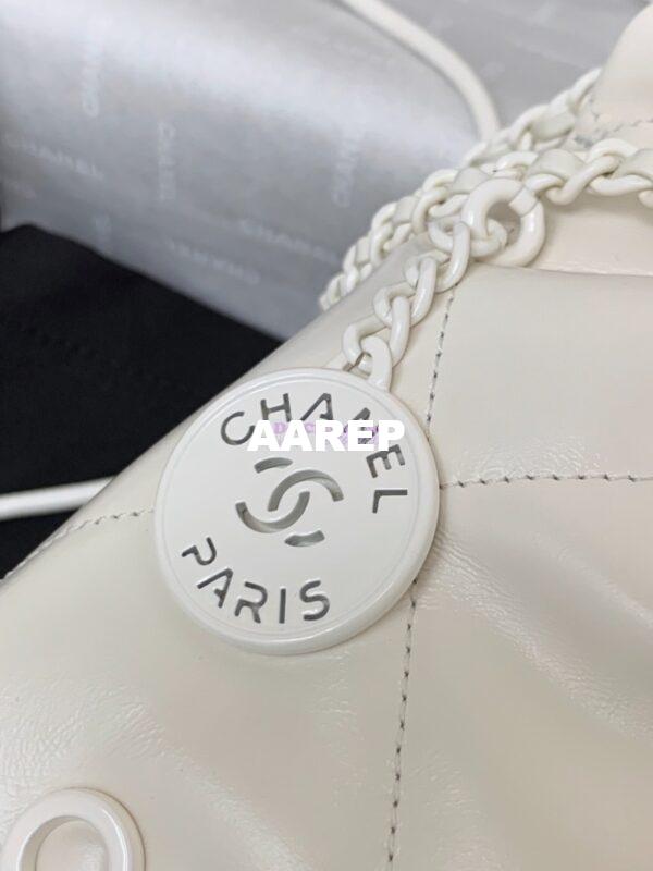 Replica Chanel Mini 22 Handbag Shiny Calfskin & Lacquered Metal AS3980 White 6