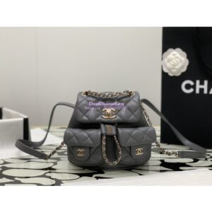 Replica Chanel Grained Shiny Calfskin Small Backpack AS3787 Grey