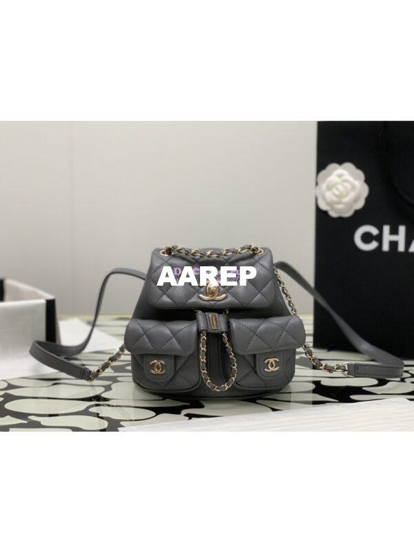 Replica Chanel Grained Shiny Calfskin Small Backpack AS3787 Grey 3