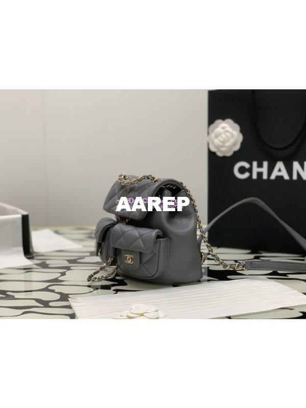 Replica Chanel Grained Shiny Calfskin Small Backpack AS3787 Grey 5