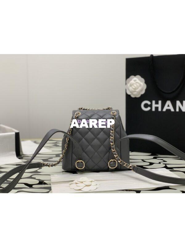 Replica Chanel Grained Shiny Calfskin Small Backpack AS3787 Grey 11