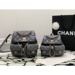 Replica Chanel Grained Shiny Calfskin Backpack AS3860 Grey