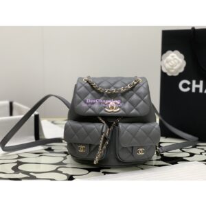 Replica Chanel Grained Shiny Calfskin Backpack AS3860 Grey 2