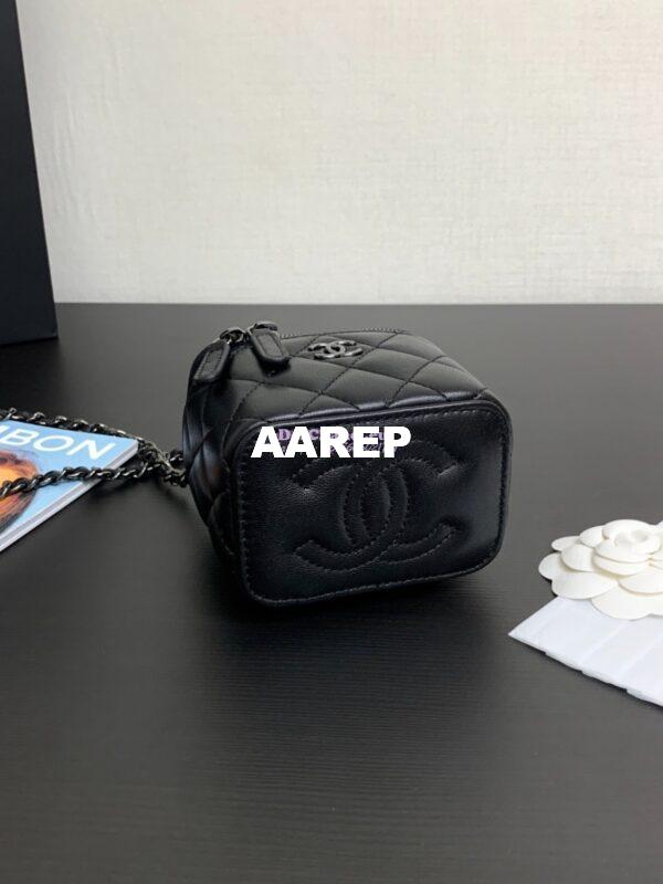 Replica Chanel New 23A SLG Lambskin Small Vanity With Chain and Top Handle Bag AP2198 All Black 5