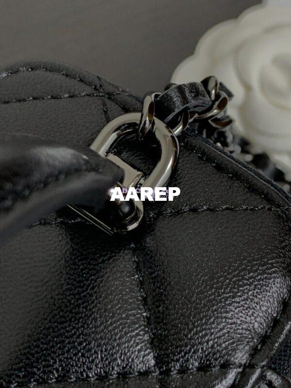Replica Chanel New 23A SLG Lambskin Small Vanity With Chain and Top Handle Bag AP2198 All Black 8