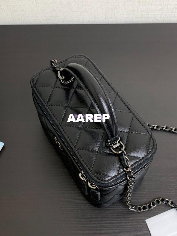 Replica Chanel New 22A Lambskin Vanity With Chain and Top Handle AP2199 All black 3
