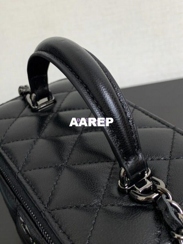 Replica Chanel New 22A Lambskin Vanity With Chain and Top Handle AP2199 All black 5