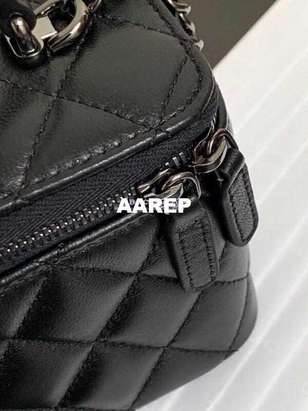 Replica Chanel New 22A Lambskin Vanity With Chain and Top Handle AP2199 All black 7