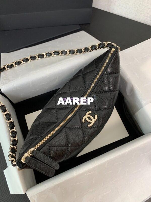 Replica Chanel 24P Hobo Bag  in Grained Shiny Calfskin AS4293 Black 7