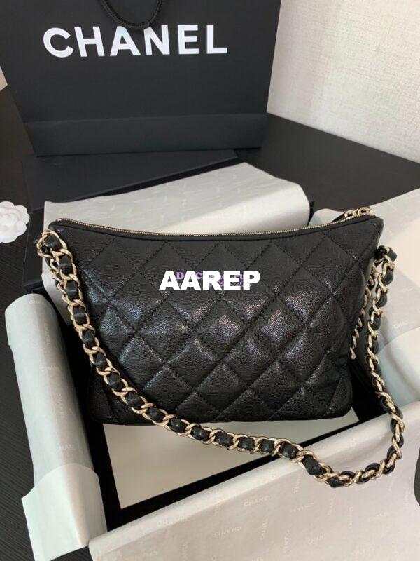 Replica Chanel 24P Hobo Bag  in Grained Shiny Calfskin AS4293 Black 11