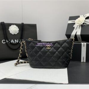 Replica Chanel 24P Small Hobo Bag  in Grained Shiny Calfskin AS4320 Black