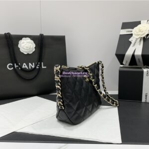 Replica Chanel 24P Small Hobo Bag  in Grained Shiny Calfskin AS4320 Black 2