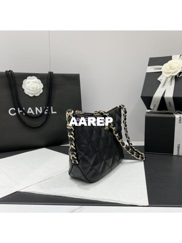 Replica Chanel 24P Small Hobo Bag  in Grained Shiny Calfskin AS4320 Black 4