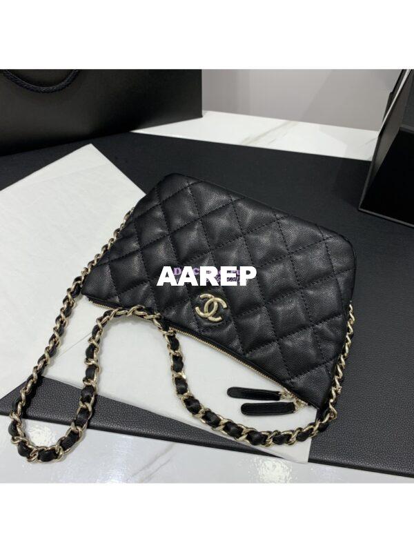 Replica Chanel 24P Small Hobo Bag  in Grained Shiny Calfskin AS4320 Black 5