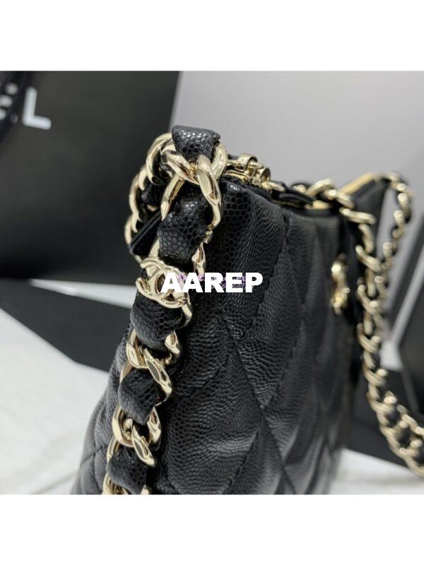 Replica Chanel 24P Small Hobo Bag  in Grained Shiny Calfskin AS4320 Black 7