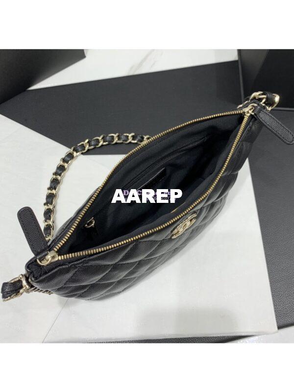 Replica Chanel 24P Small Hobo Bag  in Grained Shiny Calfskin AS4320 Black 8