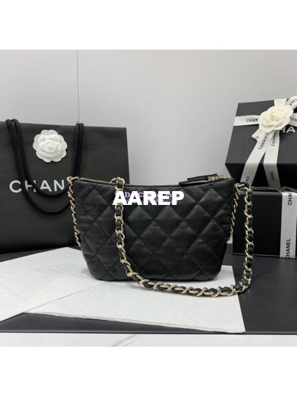Replica Chanel 24P Small Hobo Bag  in Grained Shiny Calfskin AS4320 Black 10