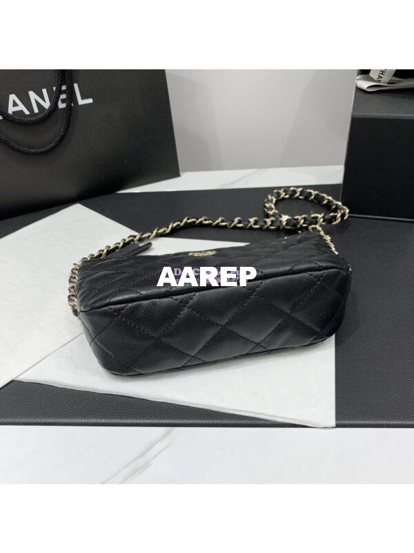 Replica Chanel 24P Small Hobo Bag  in Grained Shiny Calfskin AS4320 Black 11