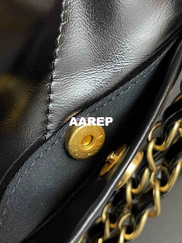 Replica Chanel 22 Handbag Shiny Calfskin & Gold Metal AS3260 Black Pocket Design 5