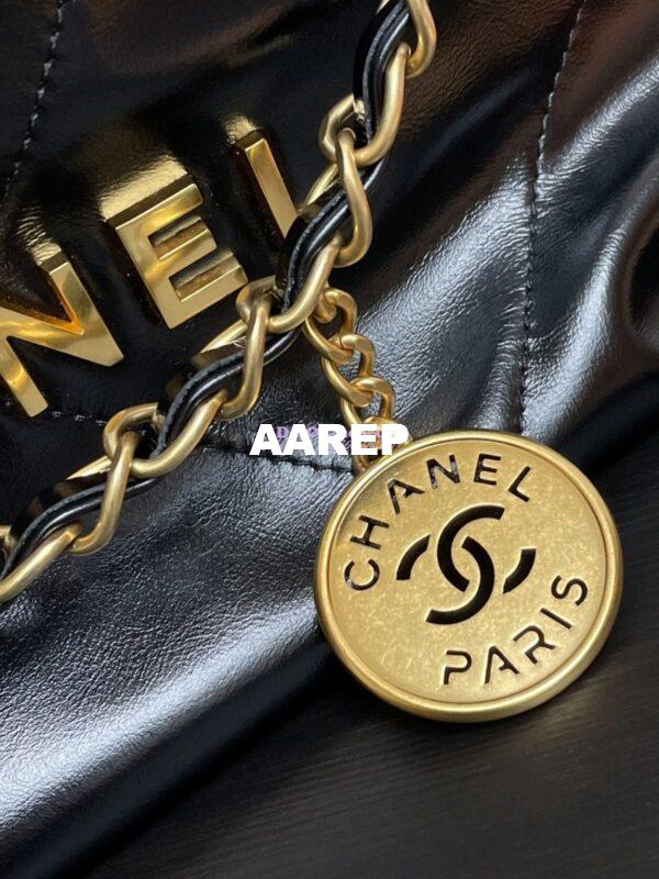 Replica Chanel 22 Handbag Shiny Calfskin & Gold Metal AS3260 Black Pocket Design 6