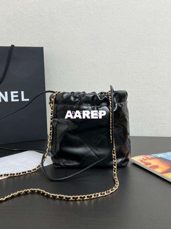Replica Chanel Mini 22 Handbag Shiny Calfskin & Silver Metal AS3980 with Pearls Embelished 8
