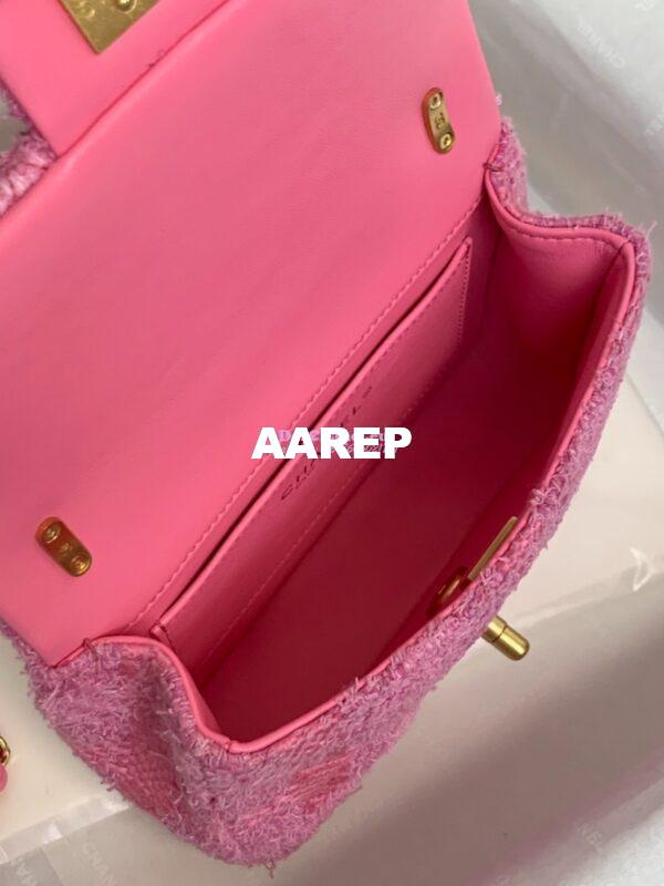 Replica Chanel 24P Limited Edition Tweed Quilted Pearl Twist Mini Square Flap AS4385 Pink 9