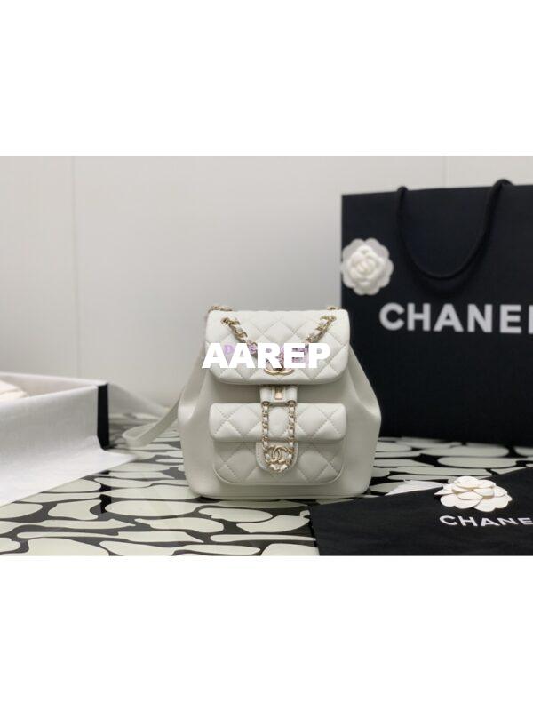 Replica Chanel 24P Mini Duma Backpack in Calfskin AS2908 White 3