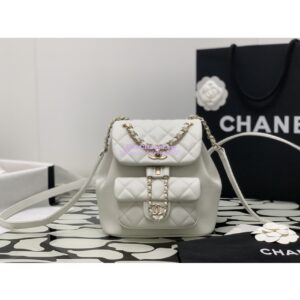 Replica Chanel 24P Mini Duma Backpack in Calfskin AS2908 White 2