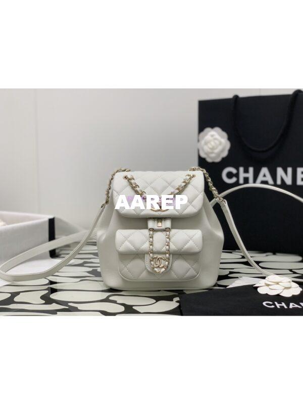 Replica Chanel 24P Mini Duma Backpack in Calfskin AS2908 White 4