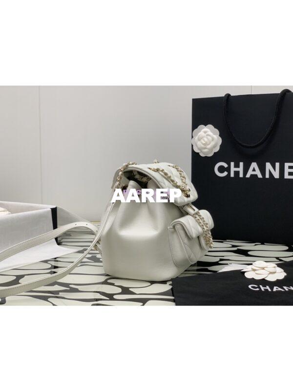 Replica Chanel 24P Mini Duma Backpack in Calfskin AS2908 White 5