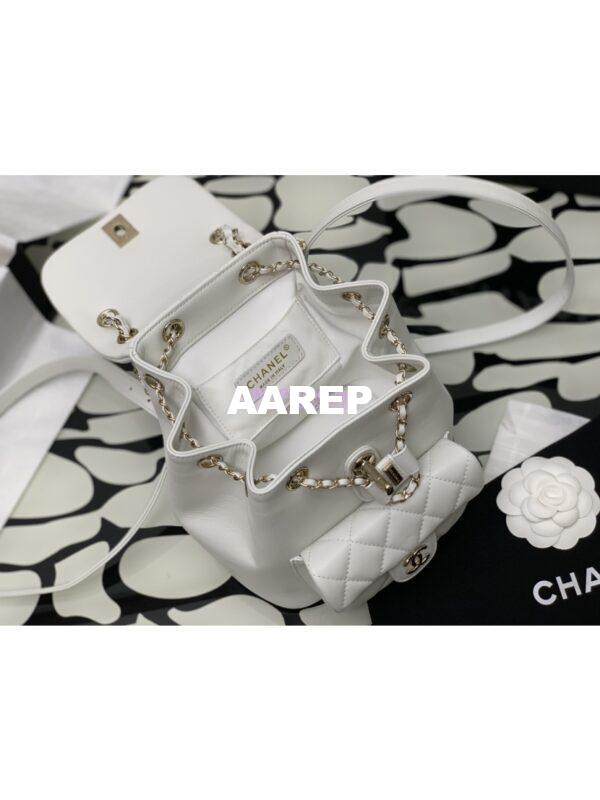 Replica Chanel 24P Mini Duma Backpack in Calfskin AS2908 White 7