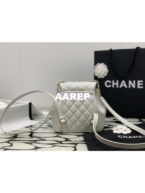 Replica Chanel 24P Mini Duma Backpack in Calfskin AS2908 White 10