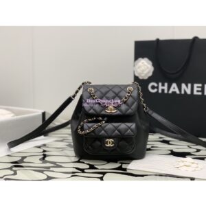Replica Chanel 24P Mini Duma Backpack in Calfskin AS2908 Black