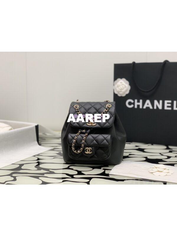 Replica Chanel 24P Mini Duma Backpack in Calfskin AS2908 Black 2