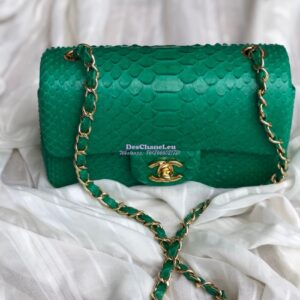 Replica Chanel Python Small 20cm Classic Flap Bag Green 2