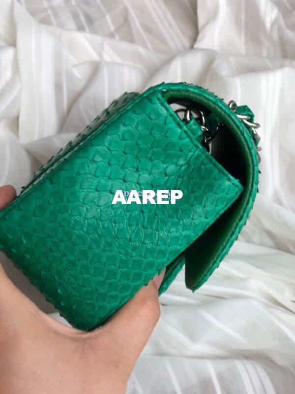 Replica Chanel Python Small 20cm Classic Flap Bag Green 7