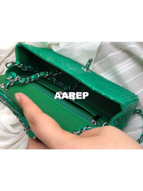 Replica Chanel Python Small 20cm Classic Flap Bag Green 11
