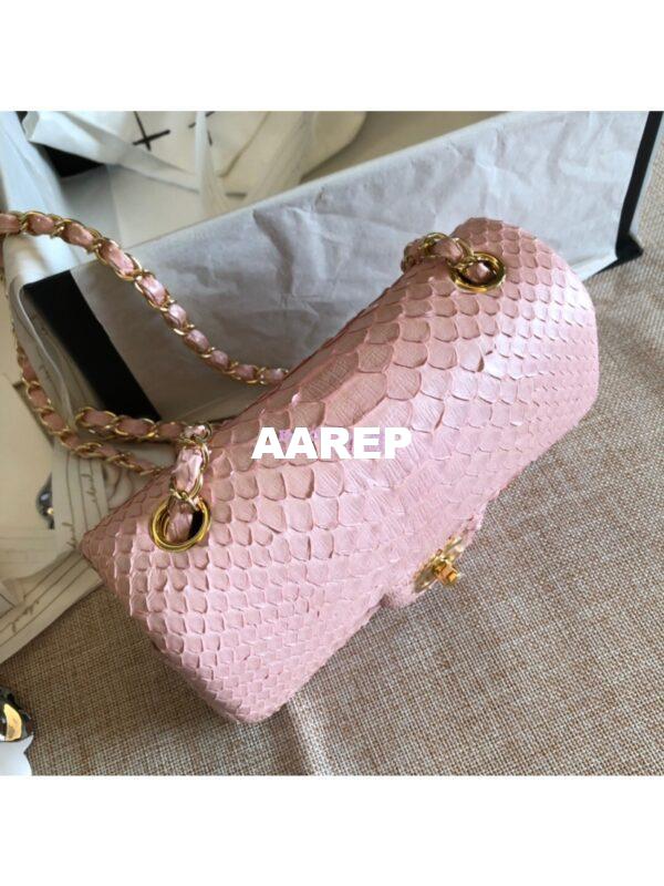 Replica Chanel Python Small 20cm Classic Flap Bag Light Pink 6