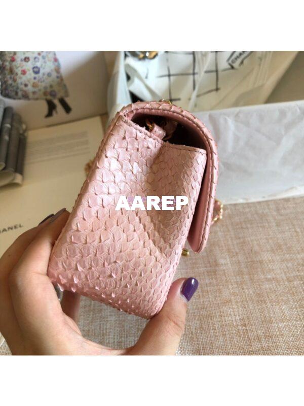 Replica Chanel Python Small 20cm Classic Flap Bag Light Pink 7