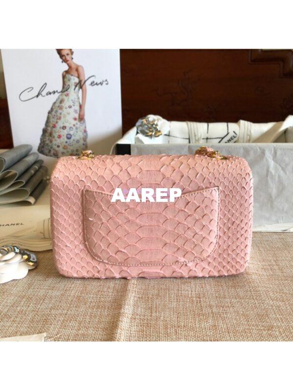 Replica Chanel Python Small 20cm Classic Flap Bag Light Pink 8