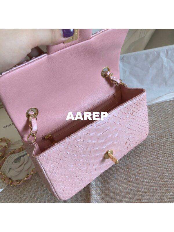 Replica Chanel Python Small 20cm Classic Flap Bag Light Pink 9