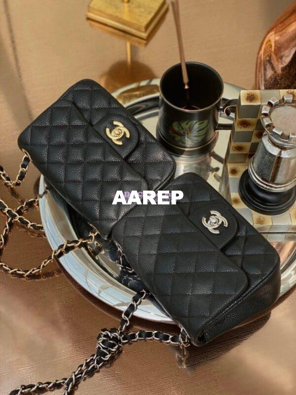Replica Chanel Quilted Mini Classic Flap Bag Classic Caviar Black 2