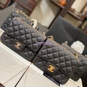 Replica Chanel Quilted Mini Classic Flap Bag Tiny Grainy Caviar Black
