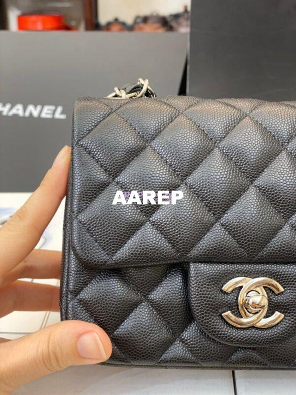 Replica Chanel Quilted Mini Classic Flap Bag Tiny Grainy Caviar Black 6