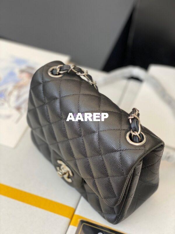 Replica Chanel Quilted Mini Classic Flap Bag Tiny Grainy Caviar Black 7