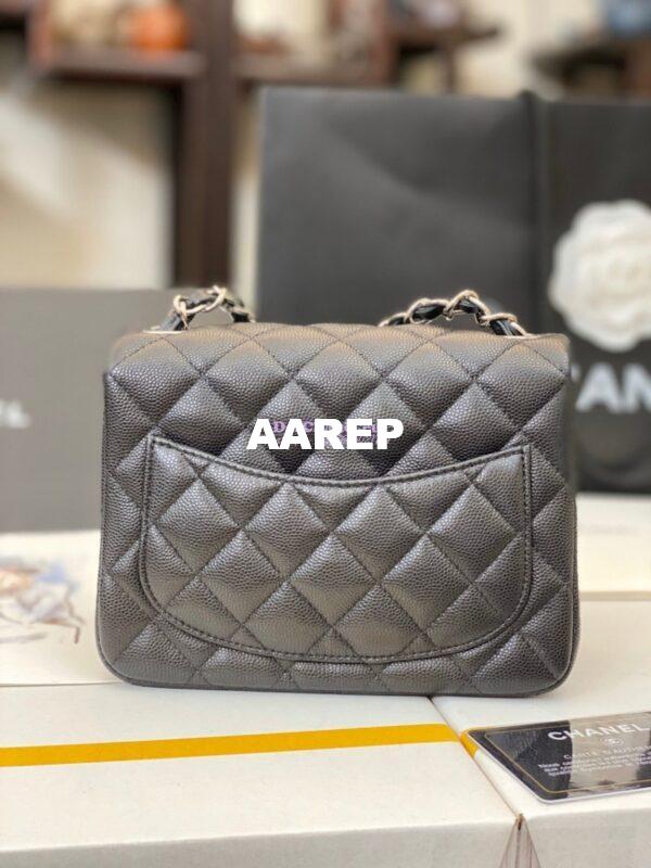 Replica Chanel Quilted Mini Classic Flap Bag Tiny Grainy Caviar Black 9